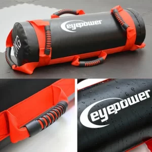 EYEPOWER 20kg Power Bag + 4 Kettlebell Gewichte – Befüllt Mit Eisensand 6 Griffe Fitness 9