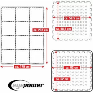 EYEPOWER 4,2 M² Poolunterlage – 12 EVA Matten 62×62 – Unterlegmatten Set – Pool Unterlage 15