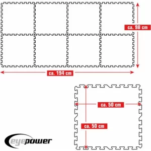 EYEPOWER 1,9 M² Poolunterlage – 8 EVA Matten 50×50 – Unterlegmatten Set – Pool Unterlage 15