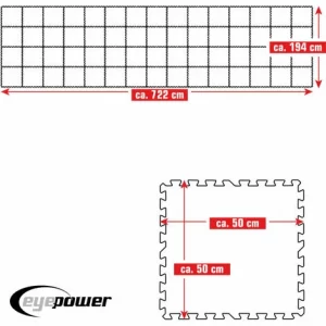 EYEPOWER 14 M² Poolunterlage – 60 EVA Matten 50×50 Pool Unterlage – Unterlegmatten Set 15