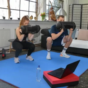 EYEPOWER 20kg Power Bag Mit 4 Kettlebell Gewichten – 20×60 Home Training Sandbag 6 Griffe 15