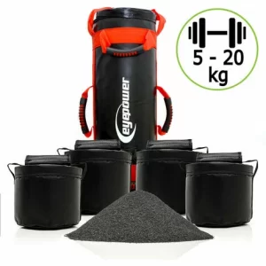 EYEPOWER 20kg Profi Power Bag Mit 4 Wasserdichten Kettlebell Gewichten 6 Griffe Sandbag 11
