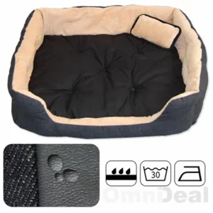 Eyepower Katzenbett Hundebett 70x60x18 Cm Katzenkissen Hundekissen Waschbar Tierkissen Tierbett Innenkissen Schwarz-Beige 9