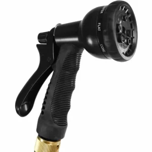 Eyepower Dehnbarer Gartenschlauch 10 – 30m Doppelter Latexkern 3-fach Verstärkt Messing Verbinder Handbrause Schwarz 9