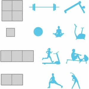 EYEPOWER 2,5cm Fitnessmatte 1,6qm – 2er Set 90x90cm Bodenschutzmatte – Fitness Bodenmatte 13