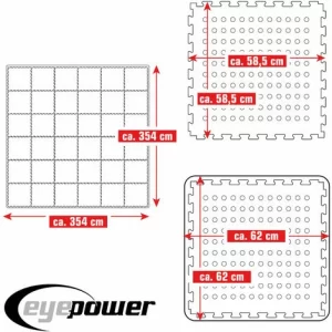 EYEPOWER 12,5 M² Poolunterlage – 36 EVA Matten 62×62 – Unterlegmatten Set Pool Unterlage 15