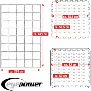 EYEPOWER 13,9 M² Poolunterlage – 40 EVA Matten 62×62 – Unterlegmatten Set Pool Unterlage 15