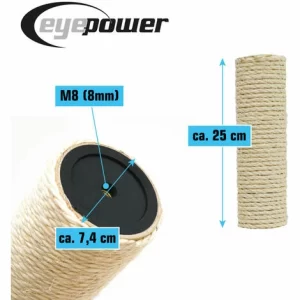 EYEPOWER 25cm Sisalstamm Für Katzen Kratzbaum M8 Sisal Ersatzstamm Katzenbaum Ersatzteile 13