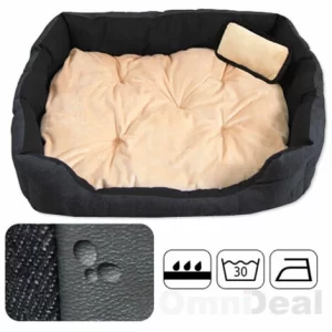Eyepower Katzenbett Hundebett 70x60x18 Cm Katzenkissen Hundekissen Waschbar Tierkissen Tierbett Innenkissen Beige-Schwarz 9