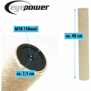 EYEPOWER 45 Cm Sisalstamm Für Katzen Kratzbaum – M10 Sisal Ersatzstamm – Katzenbaum 13