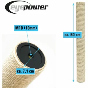 EYEPOWER 60 Cm Sisalstamm Für Katzen Kratzbaum – M10 Sisal Ersatzstamm – Katzenbaum 13