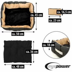Eyepower Katzenbett Hundebett 50x45x18 Cm Katzenkissen Hundekissen Waschbar Tierkissen Tierbett Innenkissen Schwarz-Beige 15