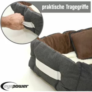 Eyepower Katzenbett Hundebett 50x45x18 Cm Katzenkissen Hundekissen Waschbar Tierkissen Tierbett Innenkissen Braun-Weiß 13