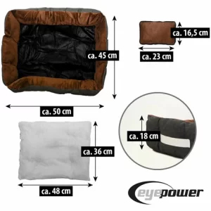 Eyepower Katzenbett Hundebett 50x45x18 Cm Katzenkissen Hundekissen Waschbar Tierkissen Tierbett Innenkissen Braun-Weiß 15