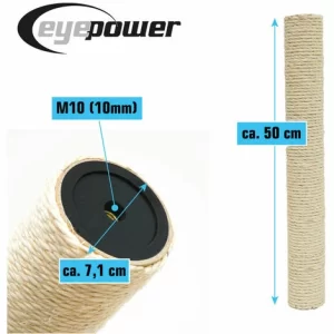 EYEPOWER 50 Cm Sisalstamm Für Katzen Kratzbaum – M10 Sisal Ersatzstamm – Katzenbaum 13